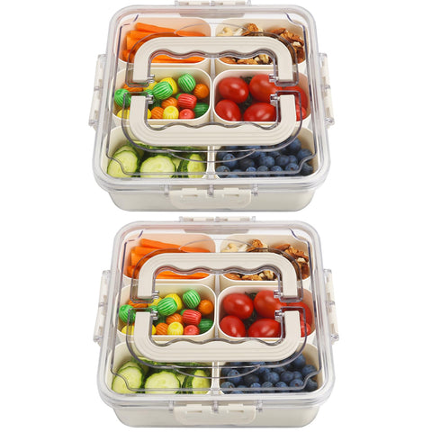Bandeja dividida con tapa de shopwithgreen, ideal para servir bocadillos de forma ordenada.