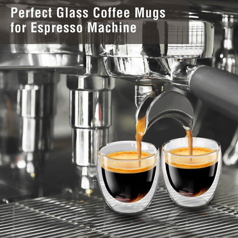 shopwithgreen copa expreso, vidrio aislante para bebidas tibias o calientes.