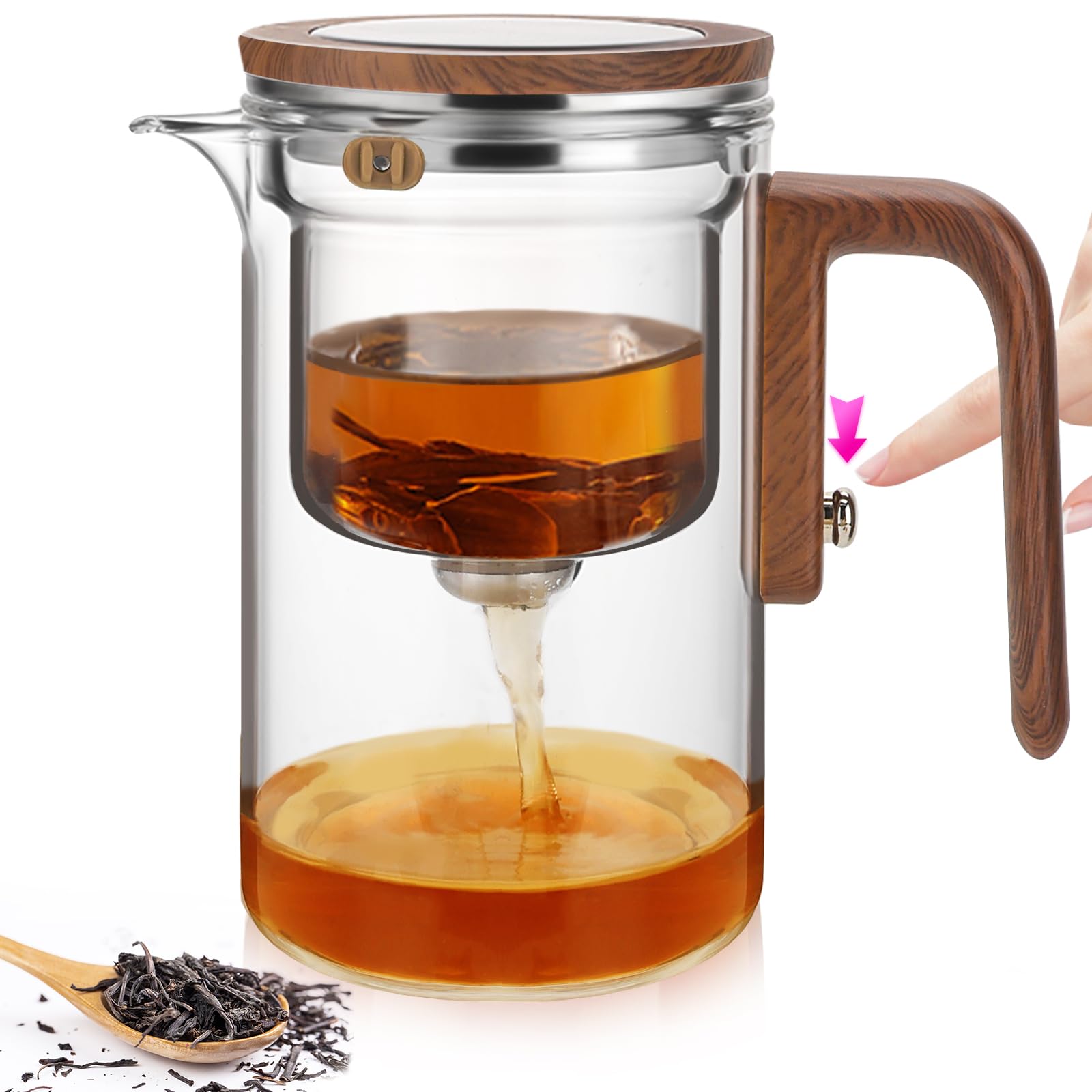 Shopwithgreen Enchanti tetera de vidrio para infusiones claras y limpias.