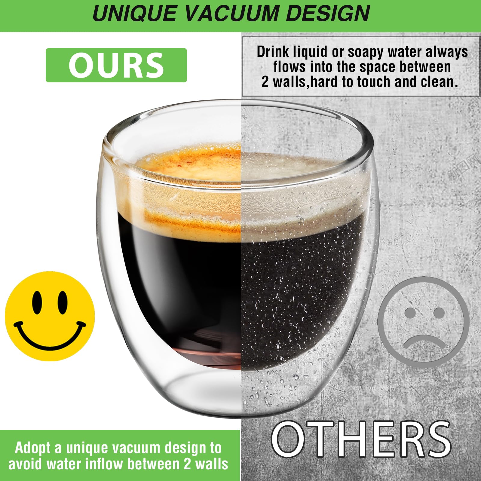 shopwithgreen vaso expreso, vidrio doble pared, evita condensación y mantiene temperatura.