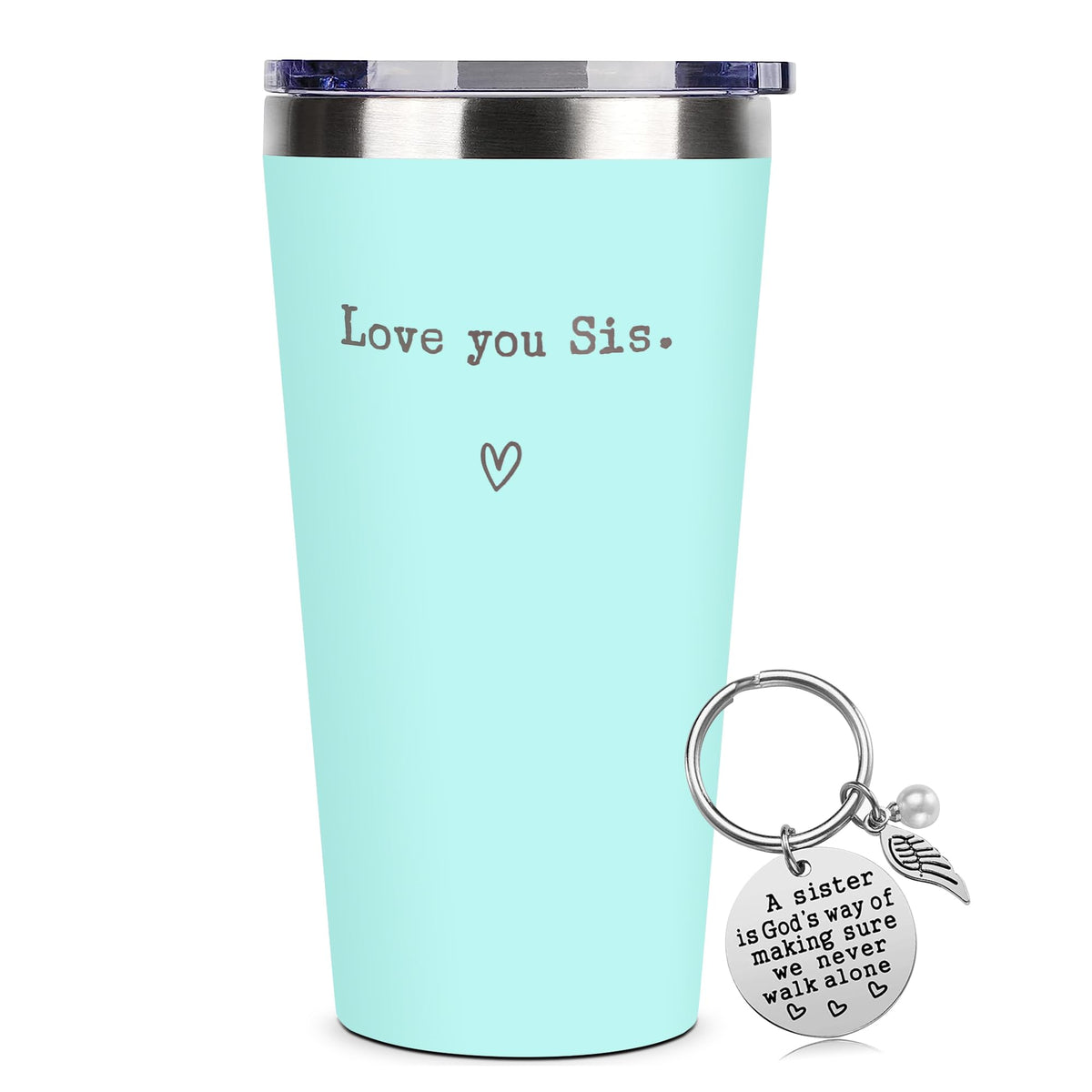 Vaso SHOW-YA de 16 onzas en menta, frente: regalo ideal para hermana y café diario.