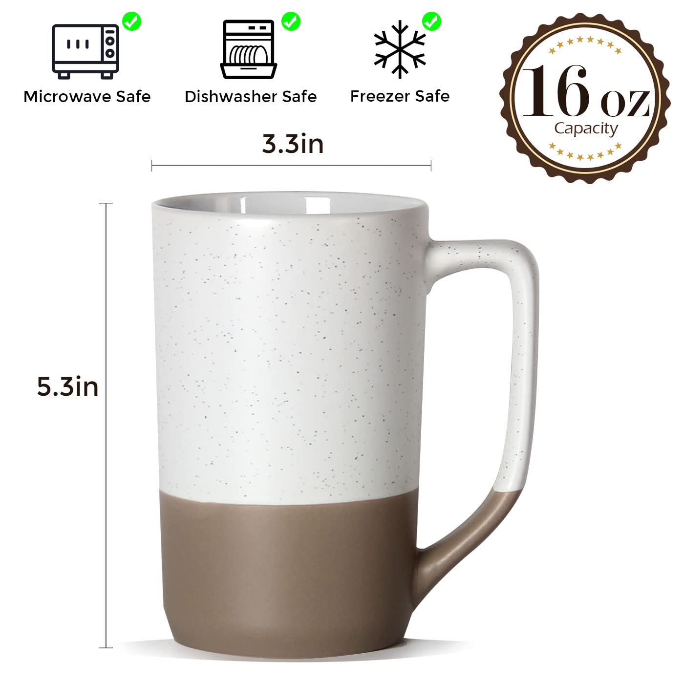 SHOWFULL 16 oz mango cuadrado, agarre cómodo para sostener.