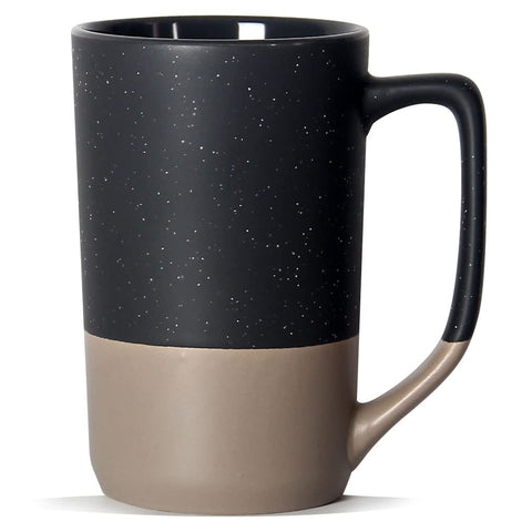 SHOWFULL taza grande de cerámica bicolor con mango cuadrado, ideal para café diario.