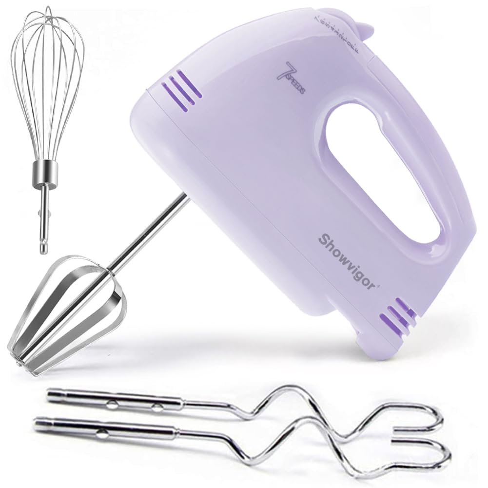 Showvigor batidora de mano morada, 7 velocidades, para mezclar cremas.