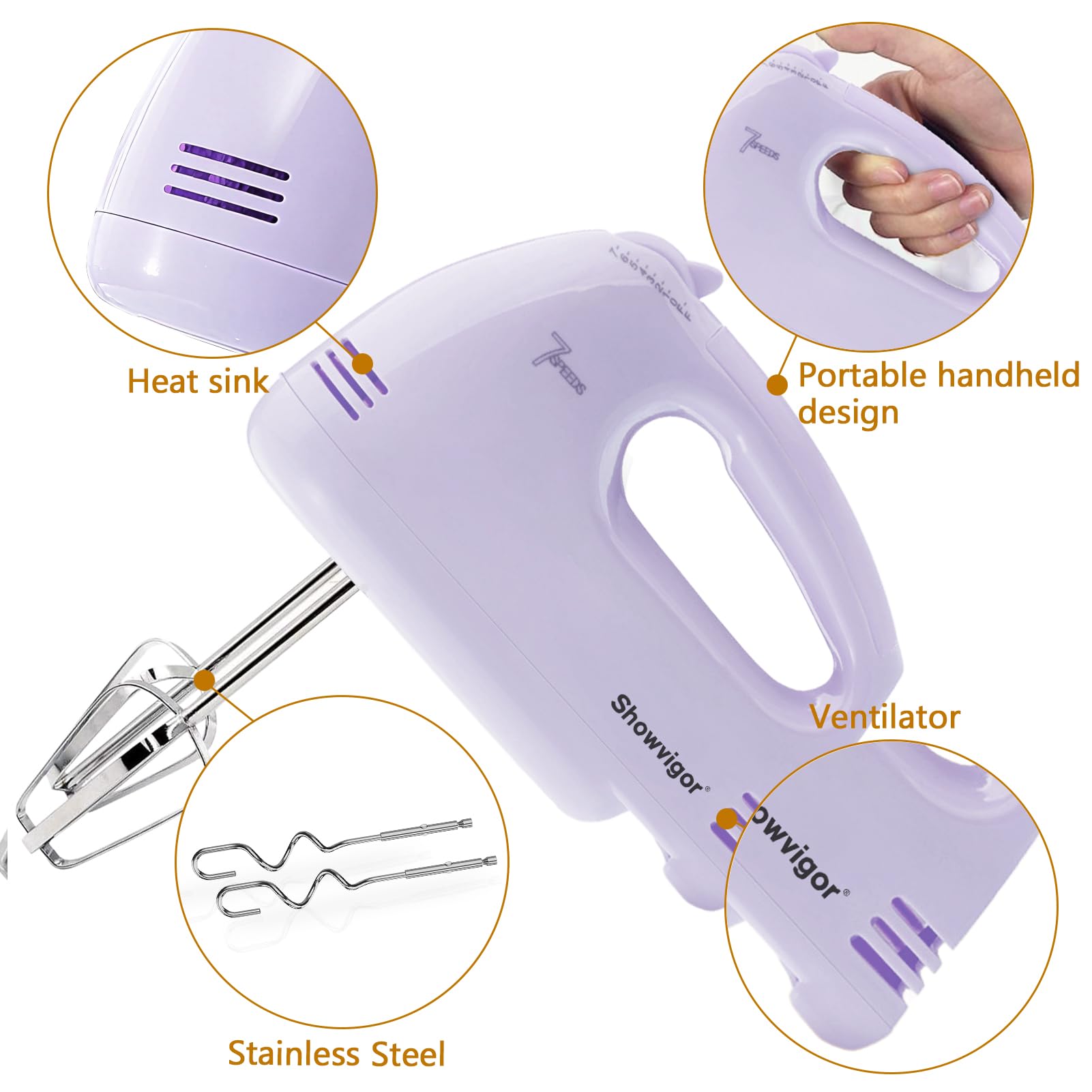 Showvigor batidora con accesorios de acero inoxidable para mezclar con precisión.