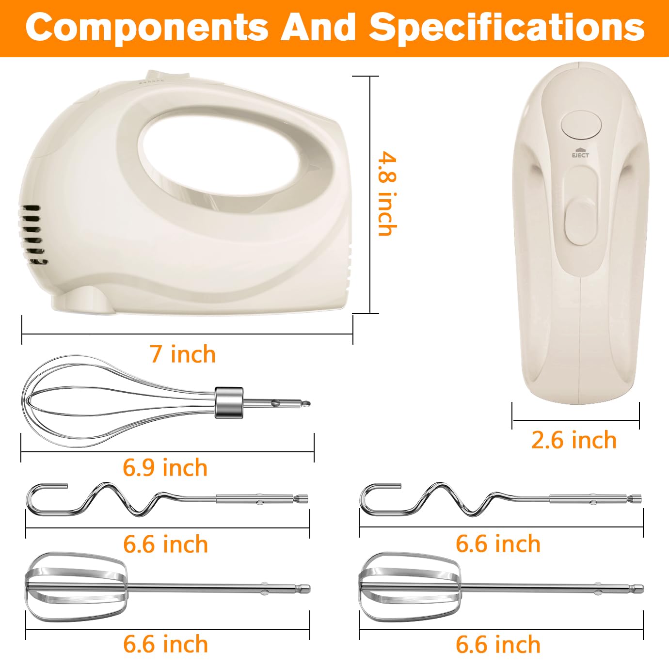Showvigor Handmixer, accesorios de acero inoxidable para mezclas suaves