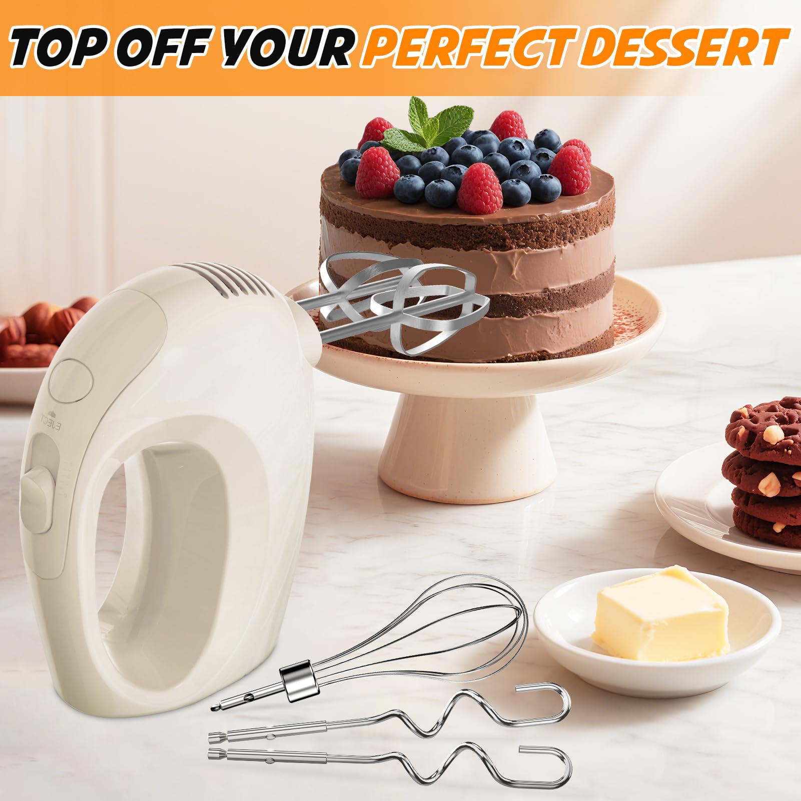 Showvigor Handmixer, potencia de 120W para batidos rápidos