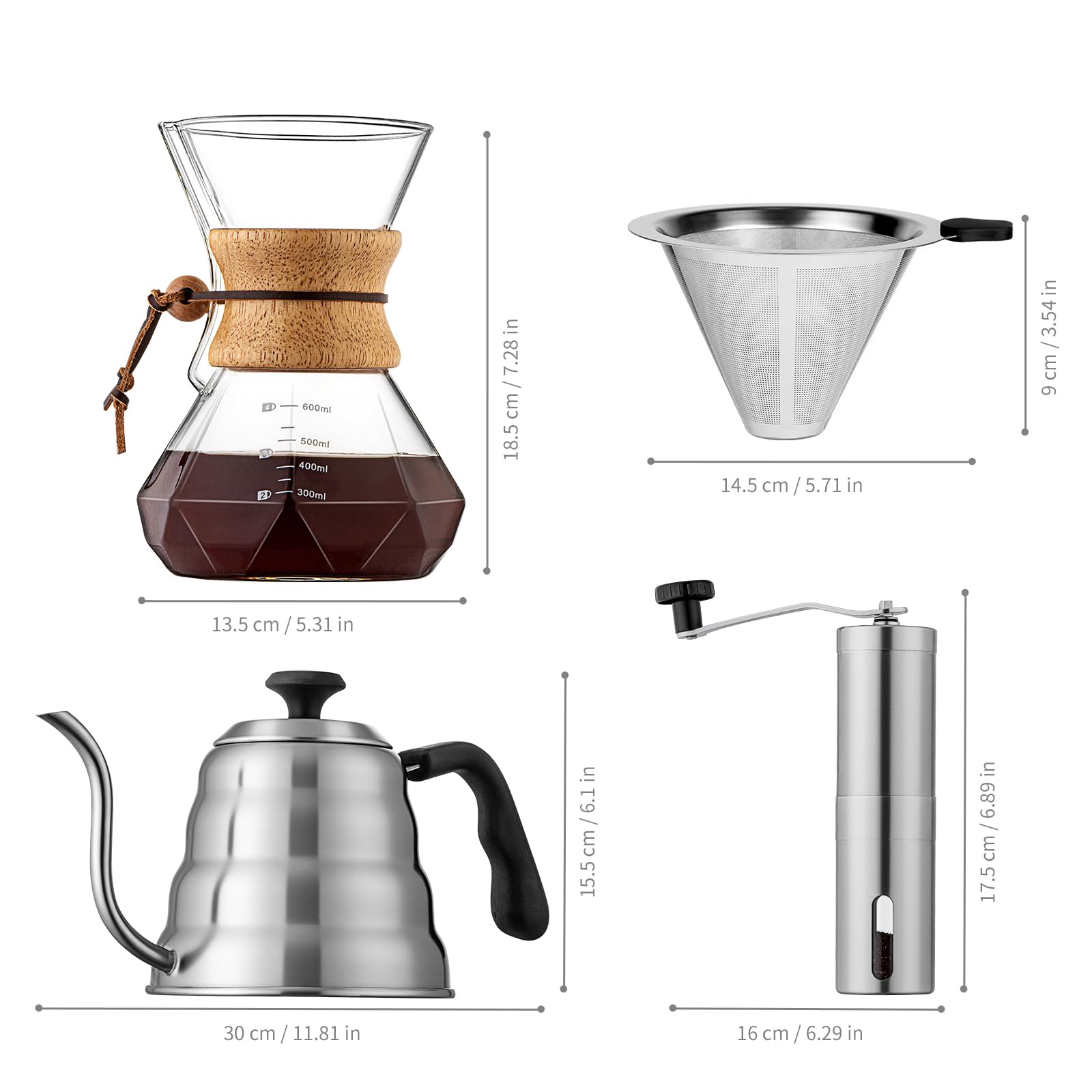 Conjunto Shoxil para vertido completo, ideal para preparar café en casa.