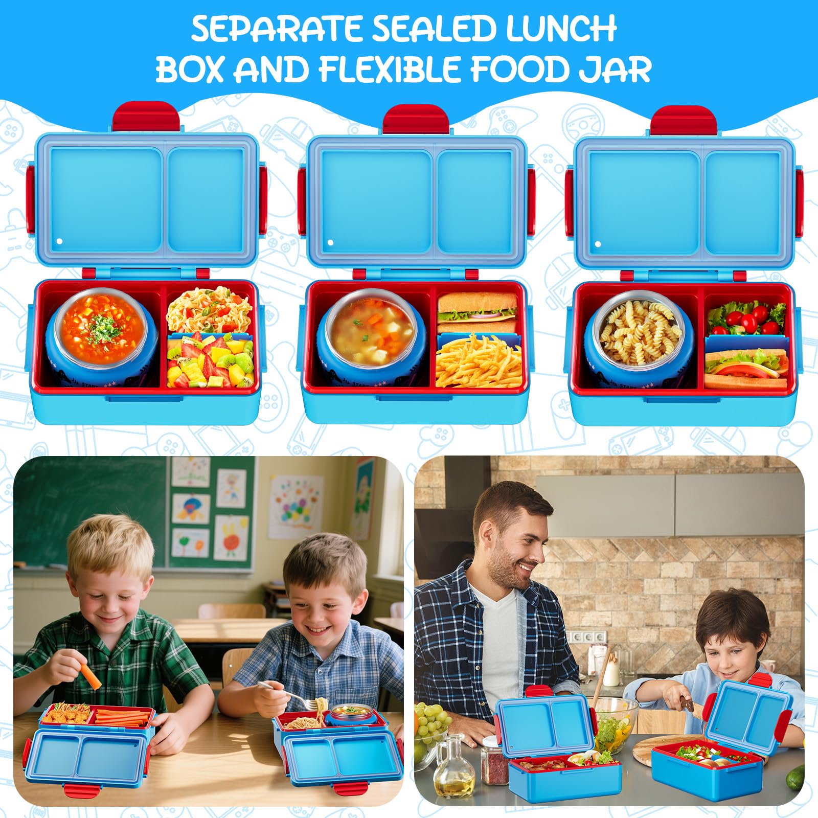 SHPMXUPW Game Kids Bento limpieza fácil y ordenada después de comer.