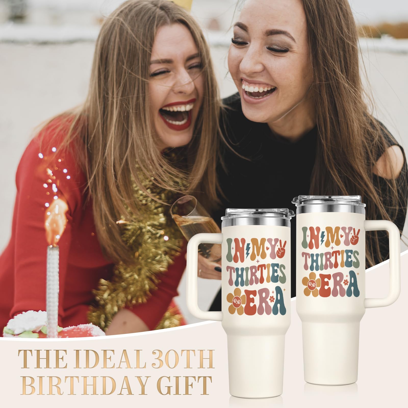Vaso termico Shqiueos 40oz para hermana, regalo práctico y con estilo
