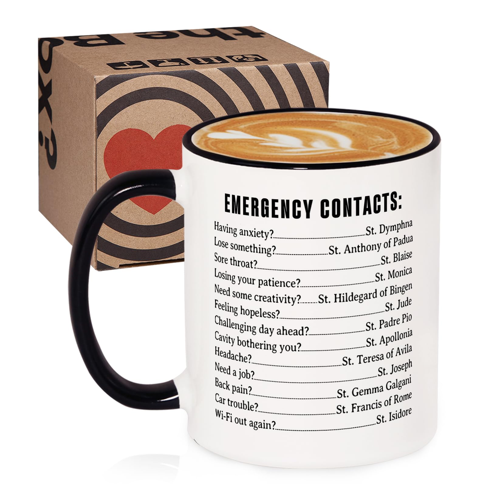 Taza cristiana Shqiueos con humor santo, ideal como regalo significativo.