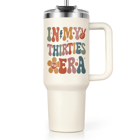 Vaso termico 40oz de Shqiueos con asa y tapa con pajilla para uso diario