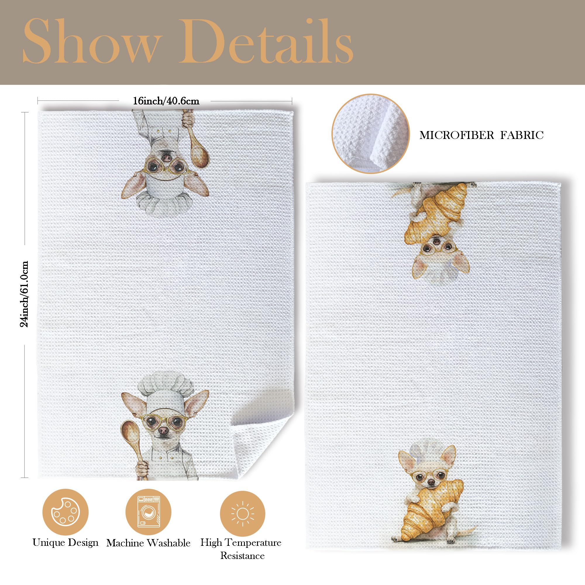 Shrago: toalla decorativa de cocina con Chihuahua, ideal para color y personalidad.