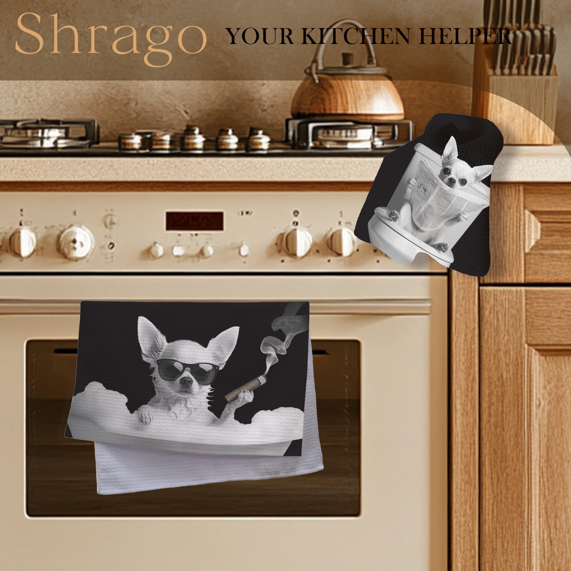 Shrago toallas con chihuahua divertido, ideal para uso diario en baño