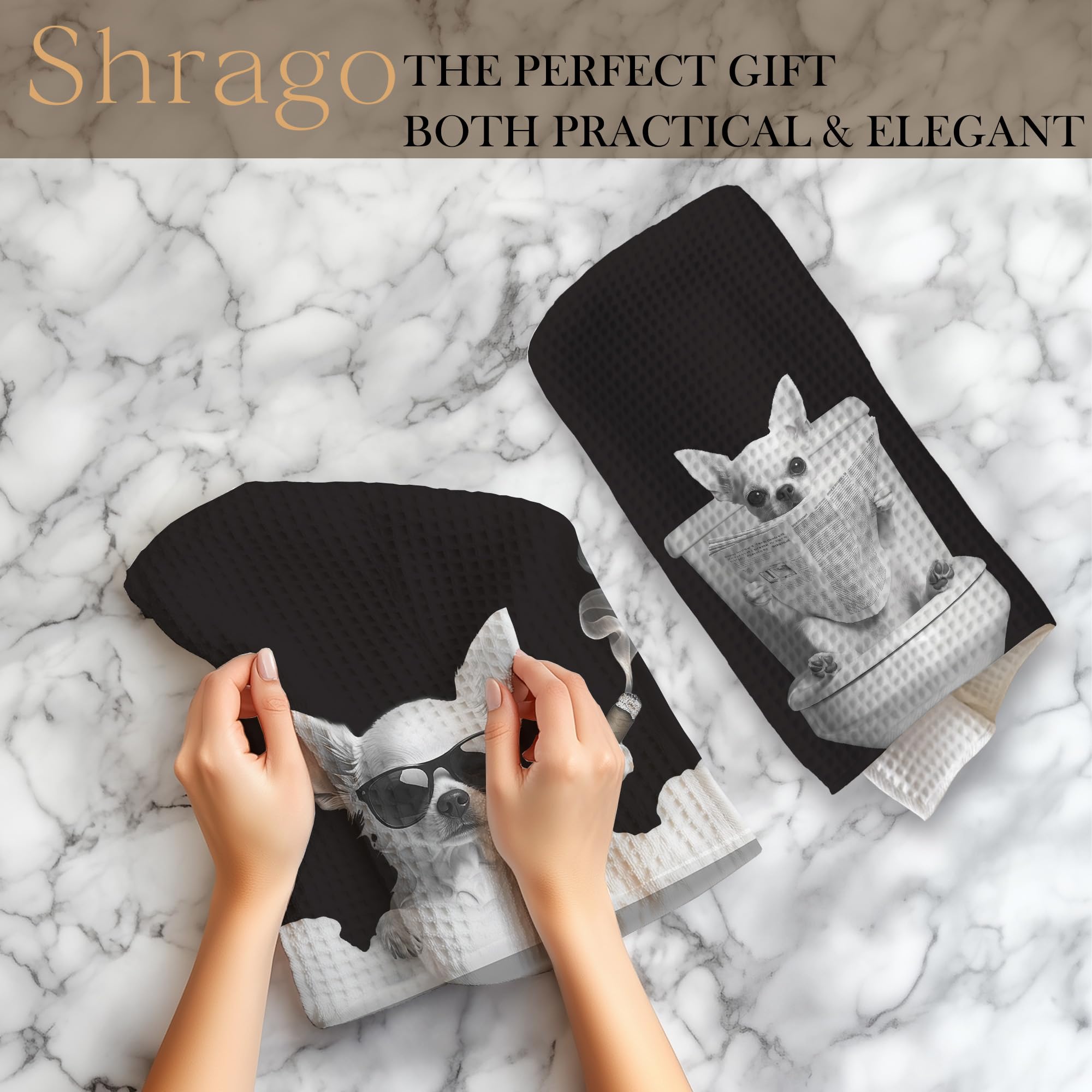 Shrago diseño chihuahua divertido, combina con decoración contemporánea del baño