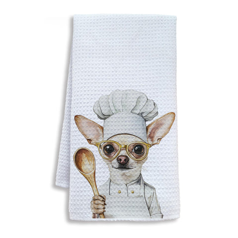 Shrago toallas de cocina Chihuahua divertido, tacto suave para secar platos.