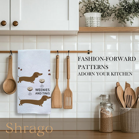 Shrago toallas cocina perro dachshund divertido, toque alegre para cocina