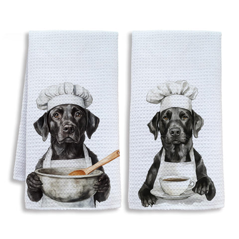 Shrago toallas de cocina con Labrador negro divertido, ideal para secar utensilios con estilo.