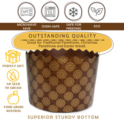 SHSH trade group molde Panettone de papel marrón, presentación elegante.