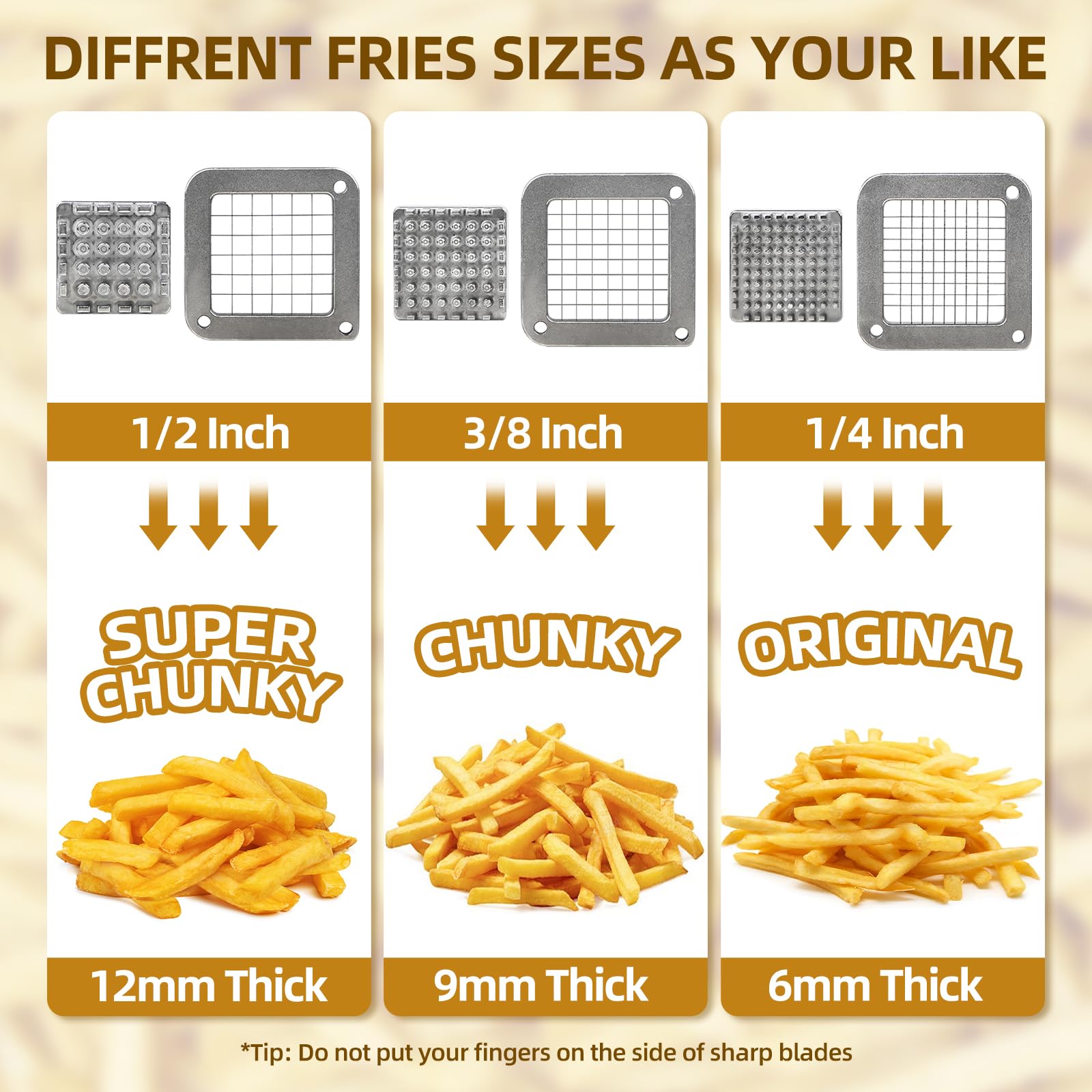 SHSYCER cuchilla 1-4 pulgadas para cortar papas con precisión.