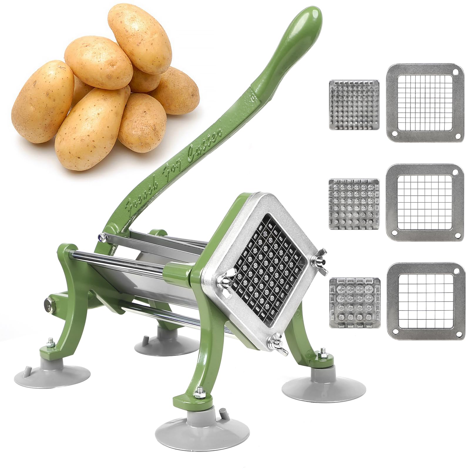 SHSYCER cortador de papas francesas con ventosas para uso comercial, estabilidad y rapidez.