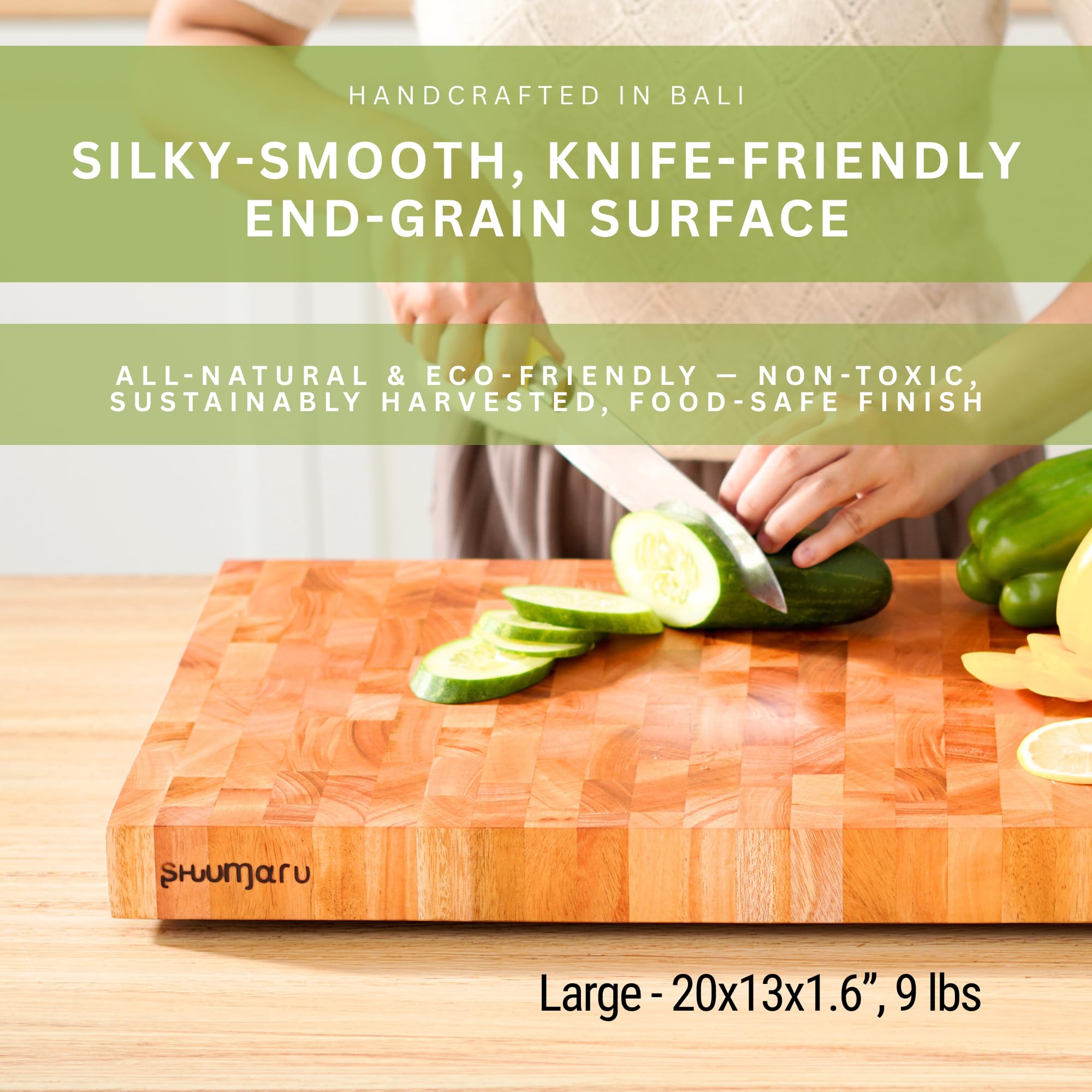 SHUMARU superficie caoba-end-grain amplia para trabajo cómodo