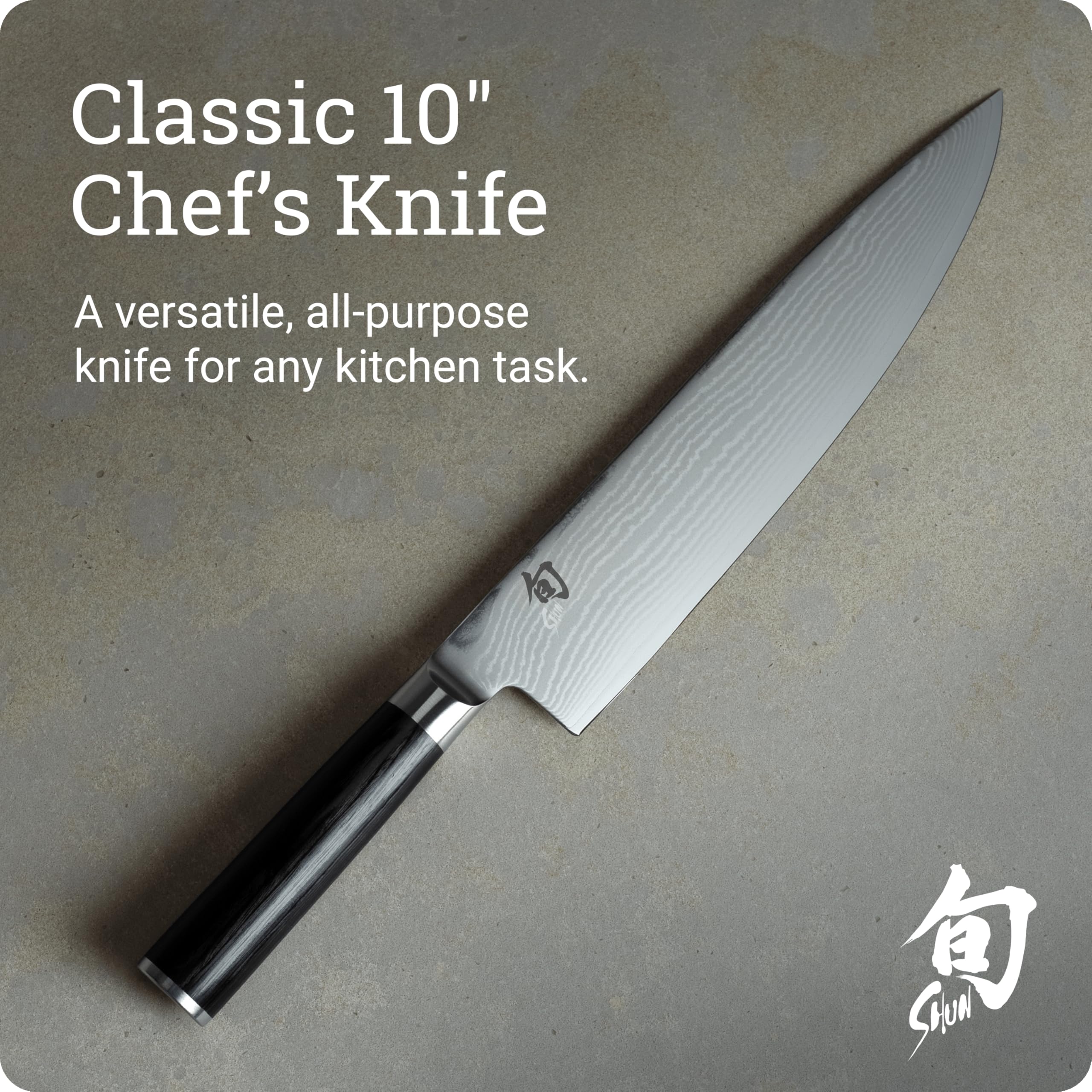 Capas Damascus del Shun Classic para cortes extremadamente nítidos.