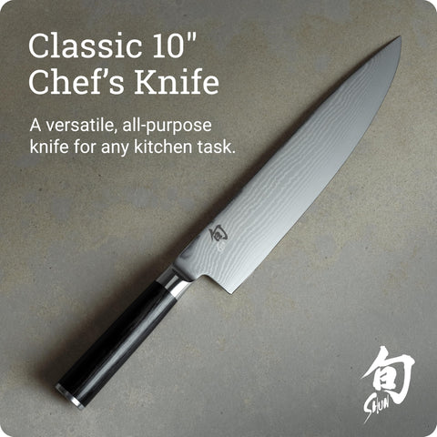 Capas Damascus del Shun Classic para cortes extremadamente nítidos.