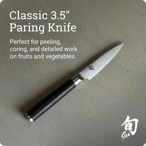 Shun Classic mango Pakkawood en forma D para agarre cómodo.