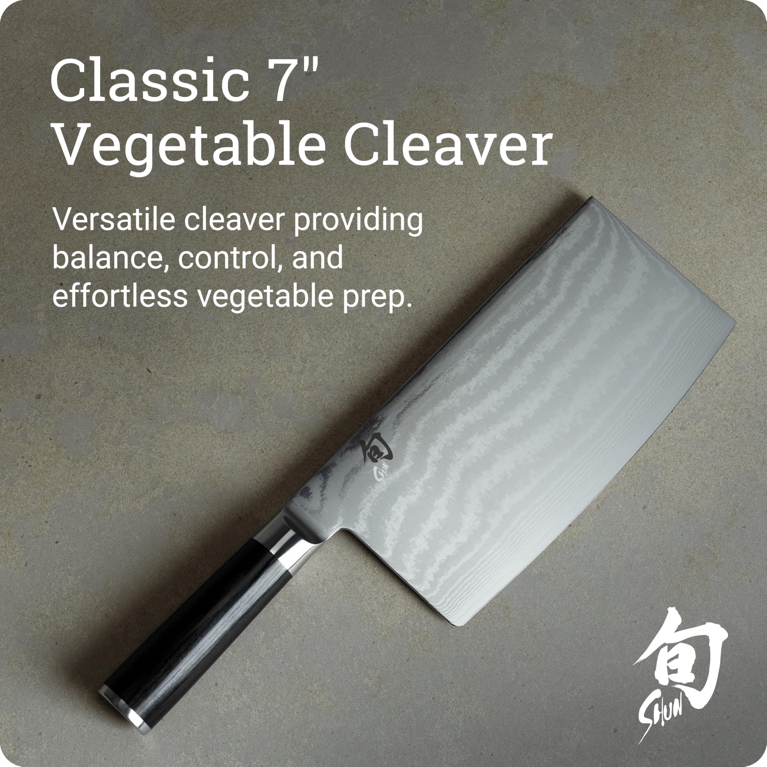 Shun Classic 7 pulgadas, mango en forma de D para agarre cómodo.
