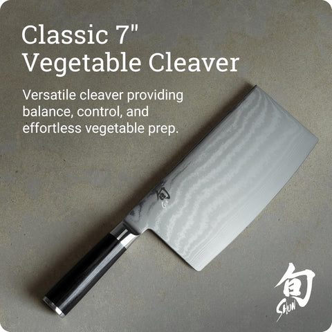 Shun Classic 7 pulgadas, mango en forma de D para agarre cómodo.
