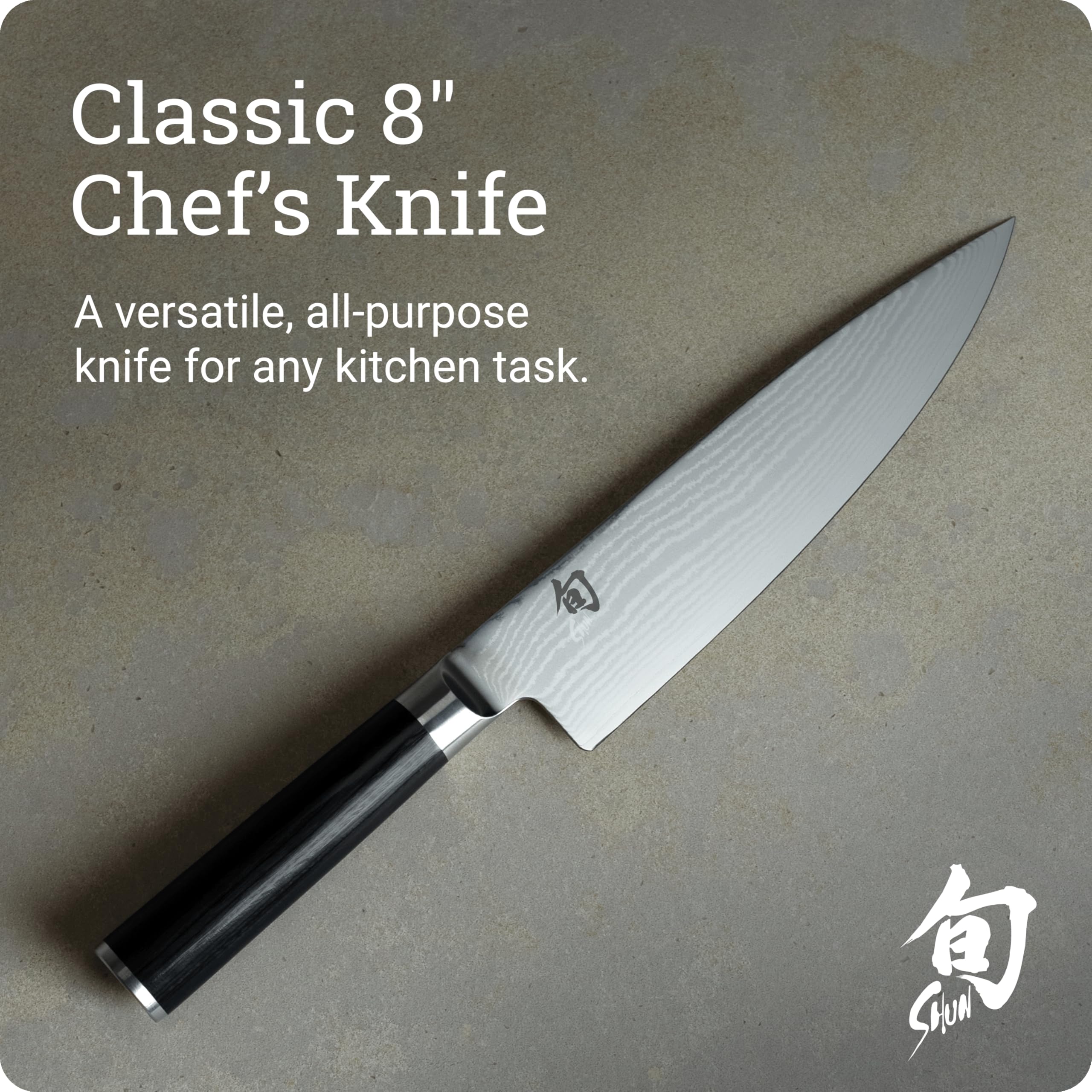 Cuchillo Shun Classic 8, filo de 16 grados para cortes precisos.