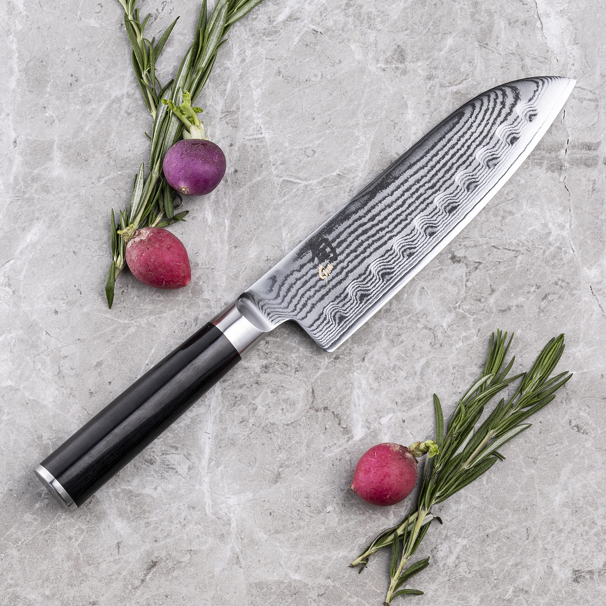 Shun Classic Santoku hoja VG-Max y damasco de 68 capas para filo duradero