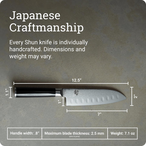 Shun Classic Santoku acabado damasco que embellece la cocina