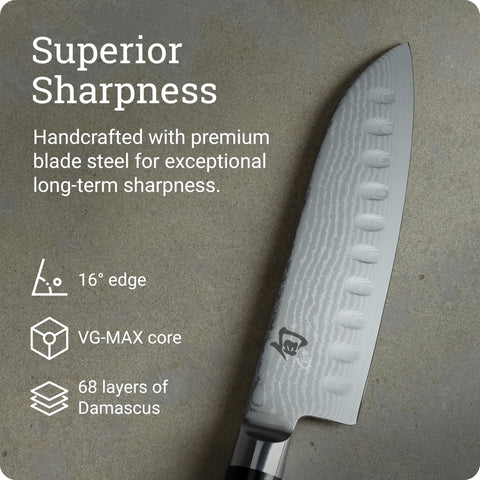 Shun Classic Santoku hendiduras que reducen adherencia al cortar