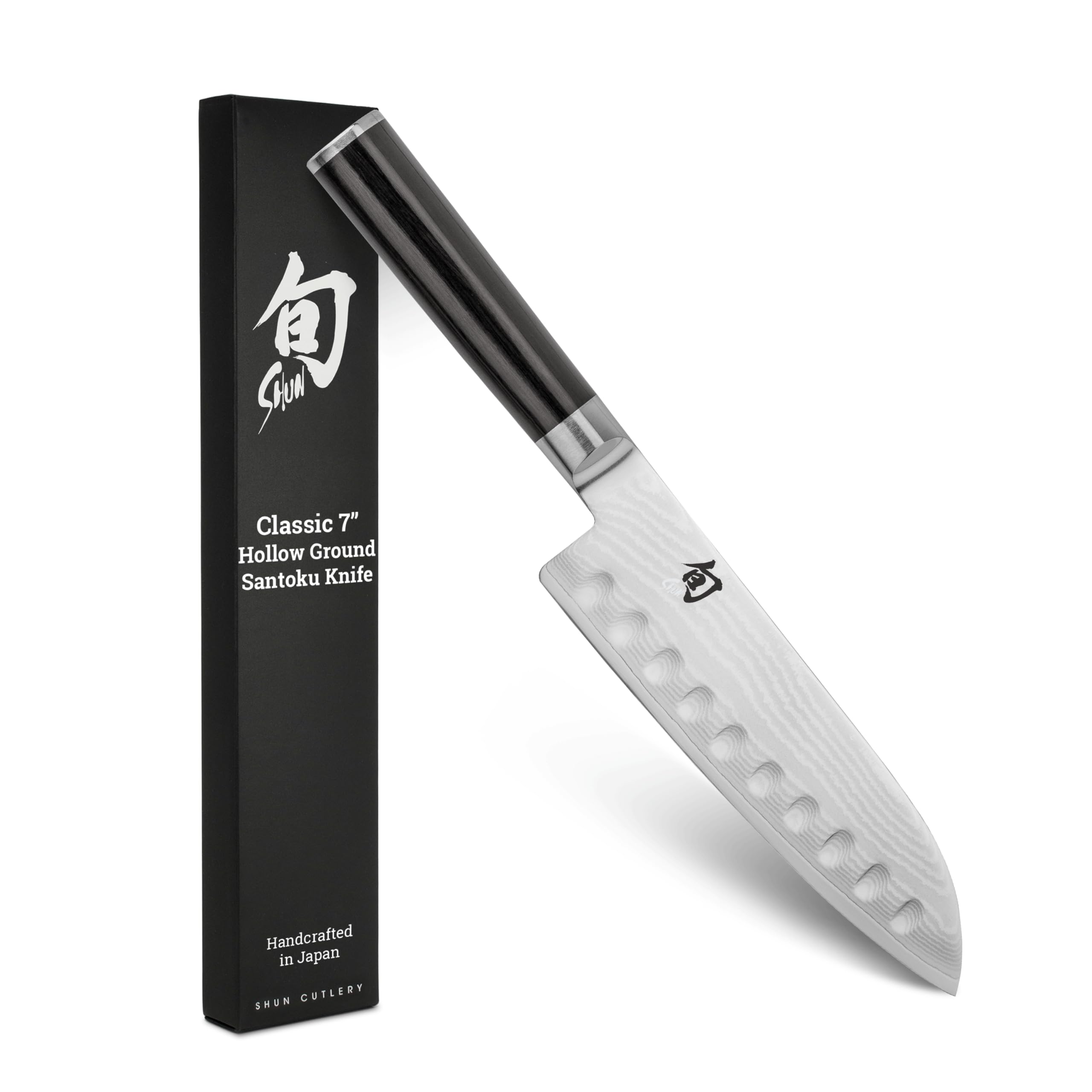Shun Classic Santoku con hoja de 7 pulgadas para cortar verduras con precisión