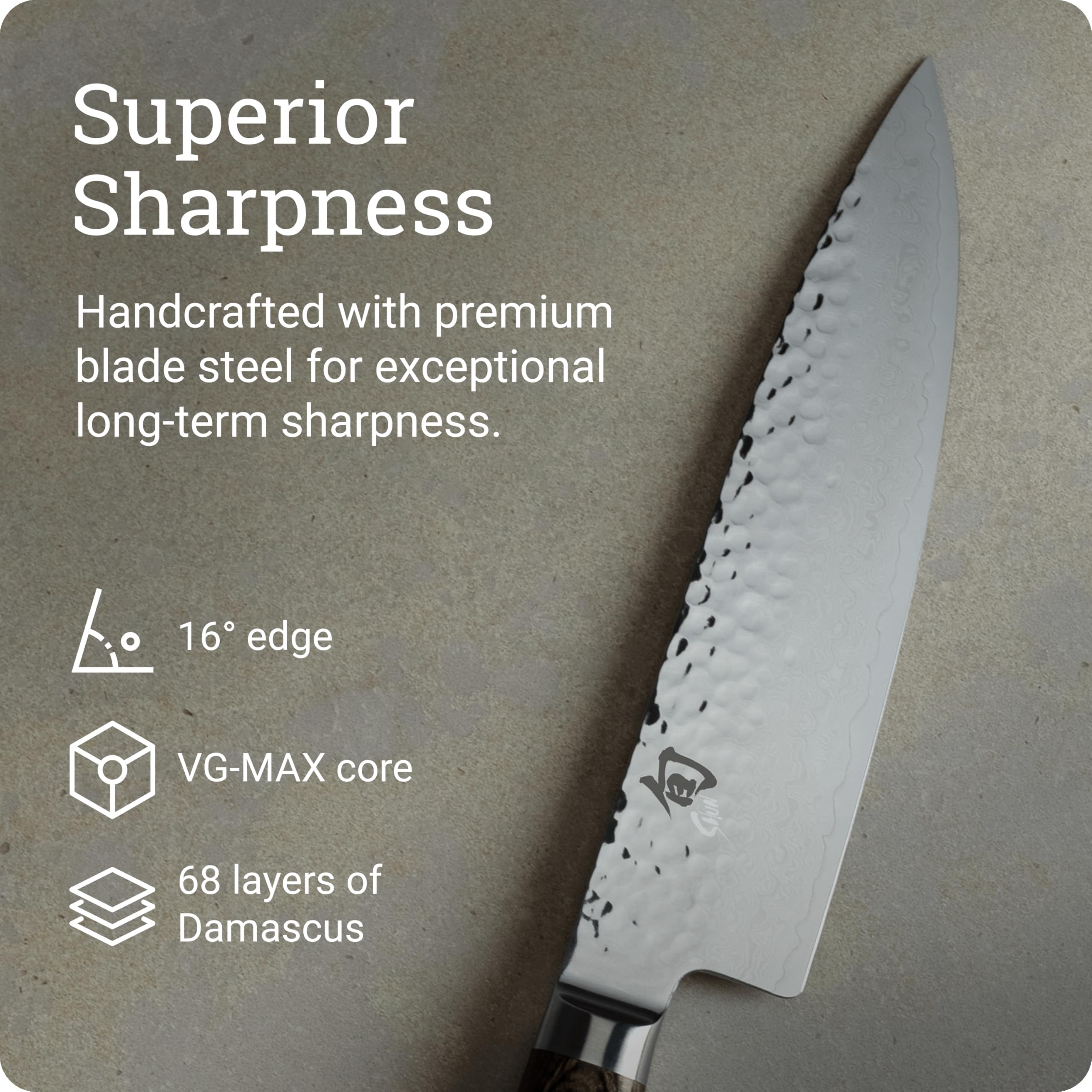 Shun Premier: filo VG-MAX con 68 capas para durabilidad y rendimiento.