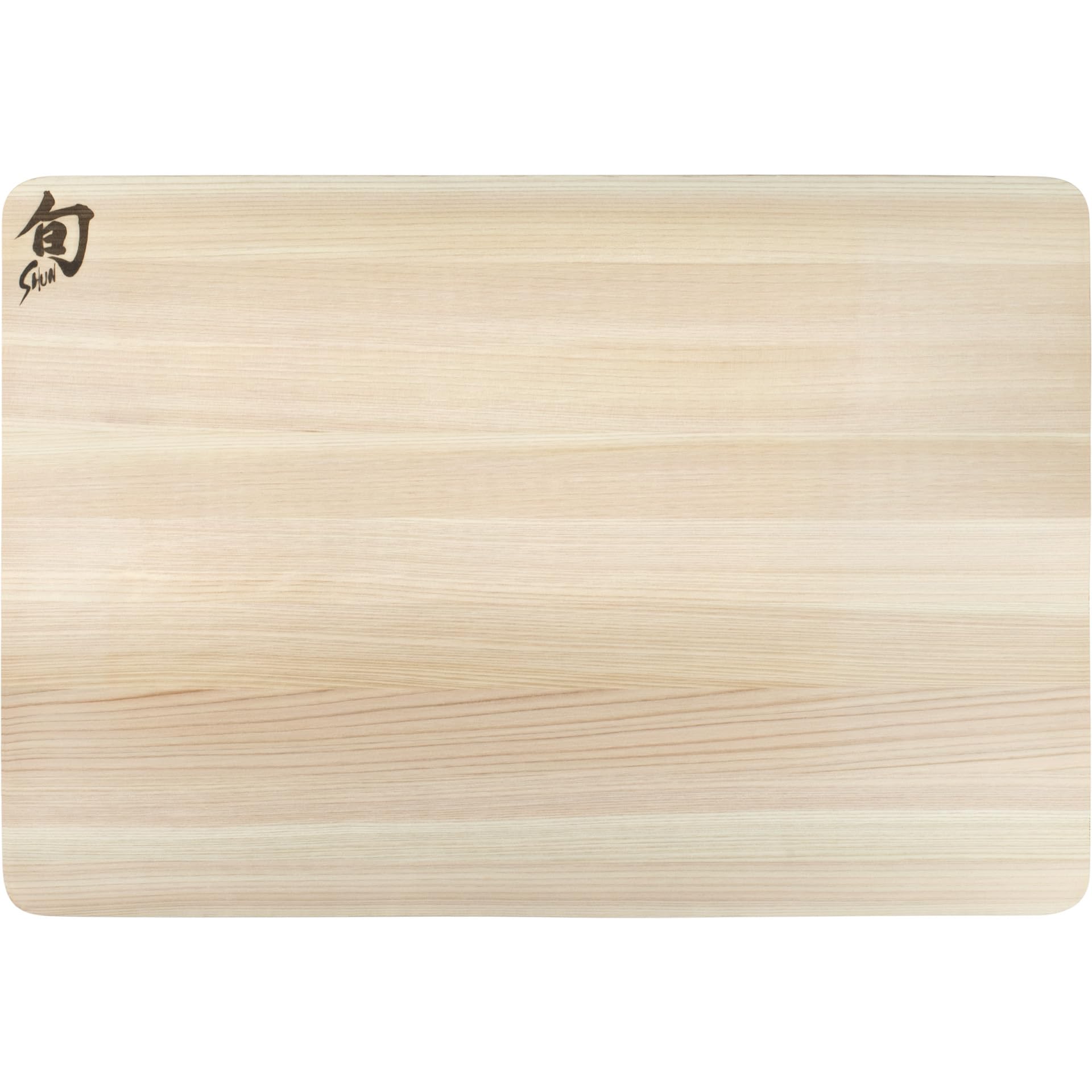 Shun Hinoki tabla de corte mediana frente, ideal para uso diario en la cocina