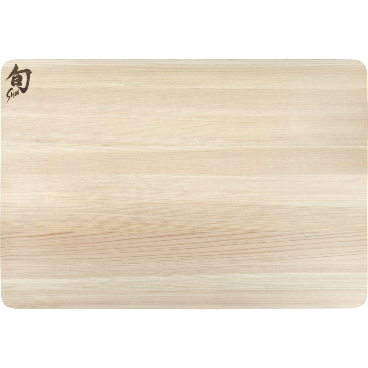 Shun Hinoki tabla de corte mediana frente, ideal para uso diario en la cocina