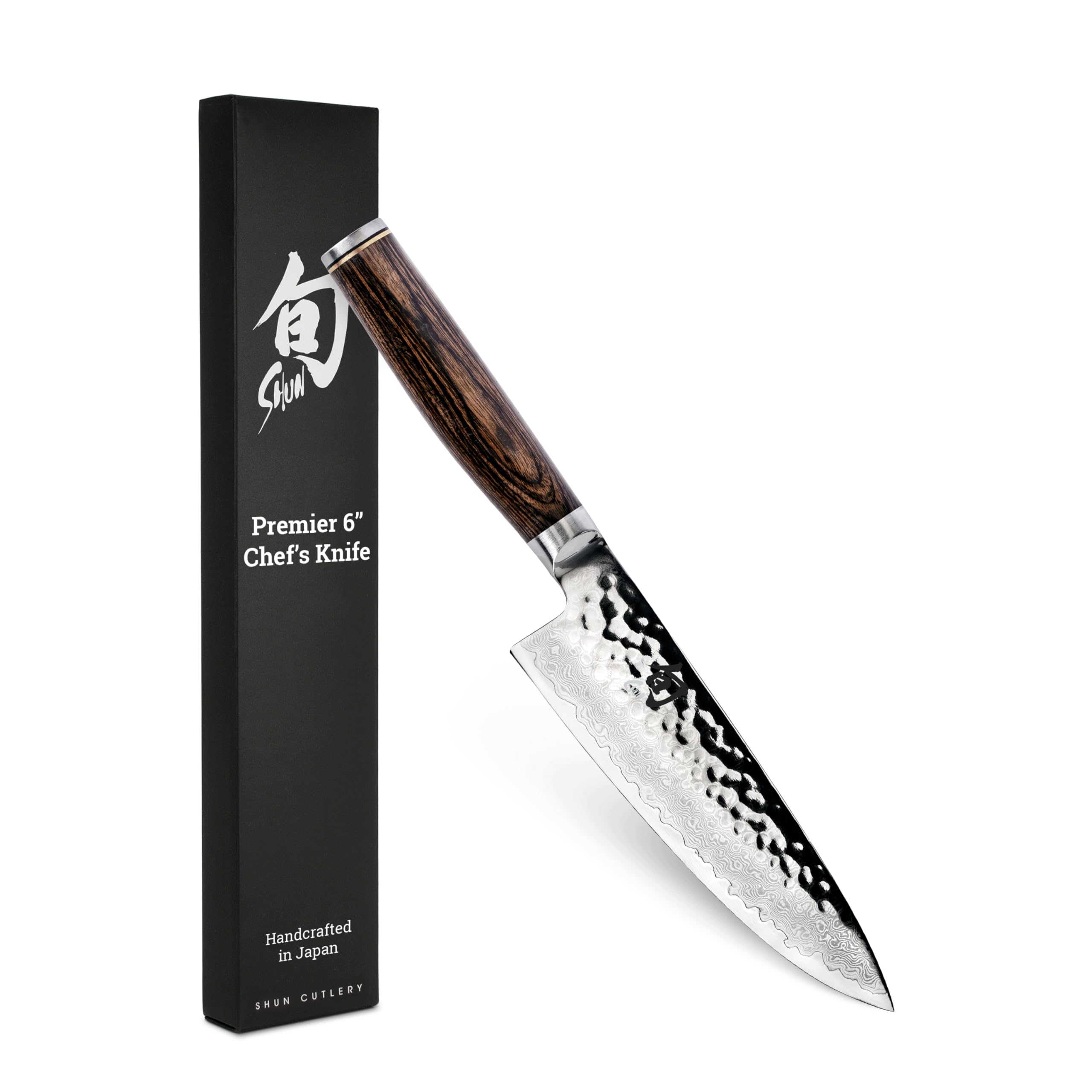 Shun Premier 6'' cuchillo chef, vista frontal para cortes precisos en la cocina