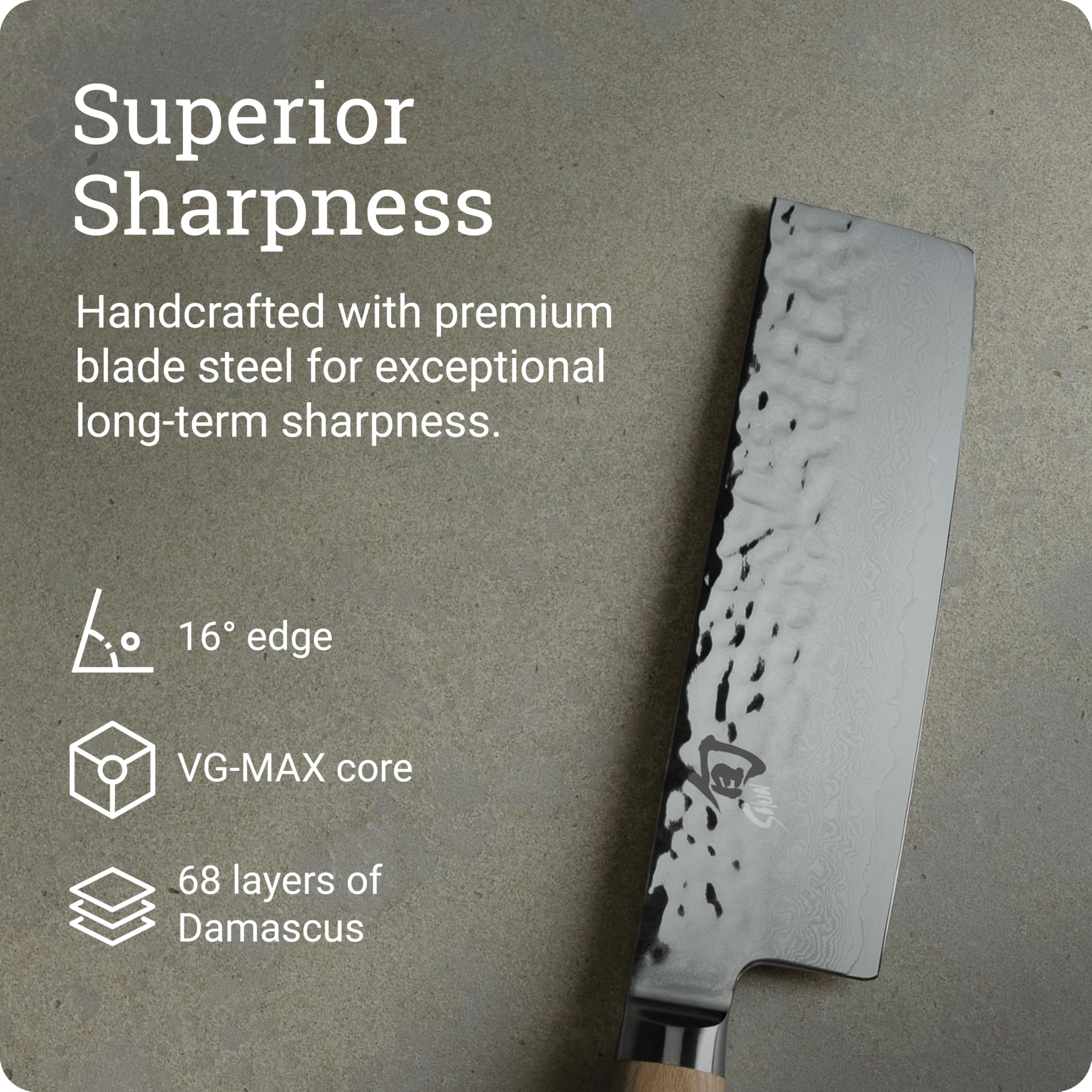 Shun Premier Blonde Nakiri, hoja damascada de 68 capas con filo duradero.