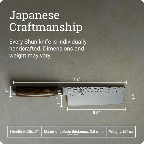 Shun Premier Nakiri, filo de 16 grados para precisión en cortes de verduras.