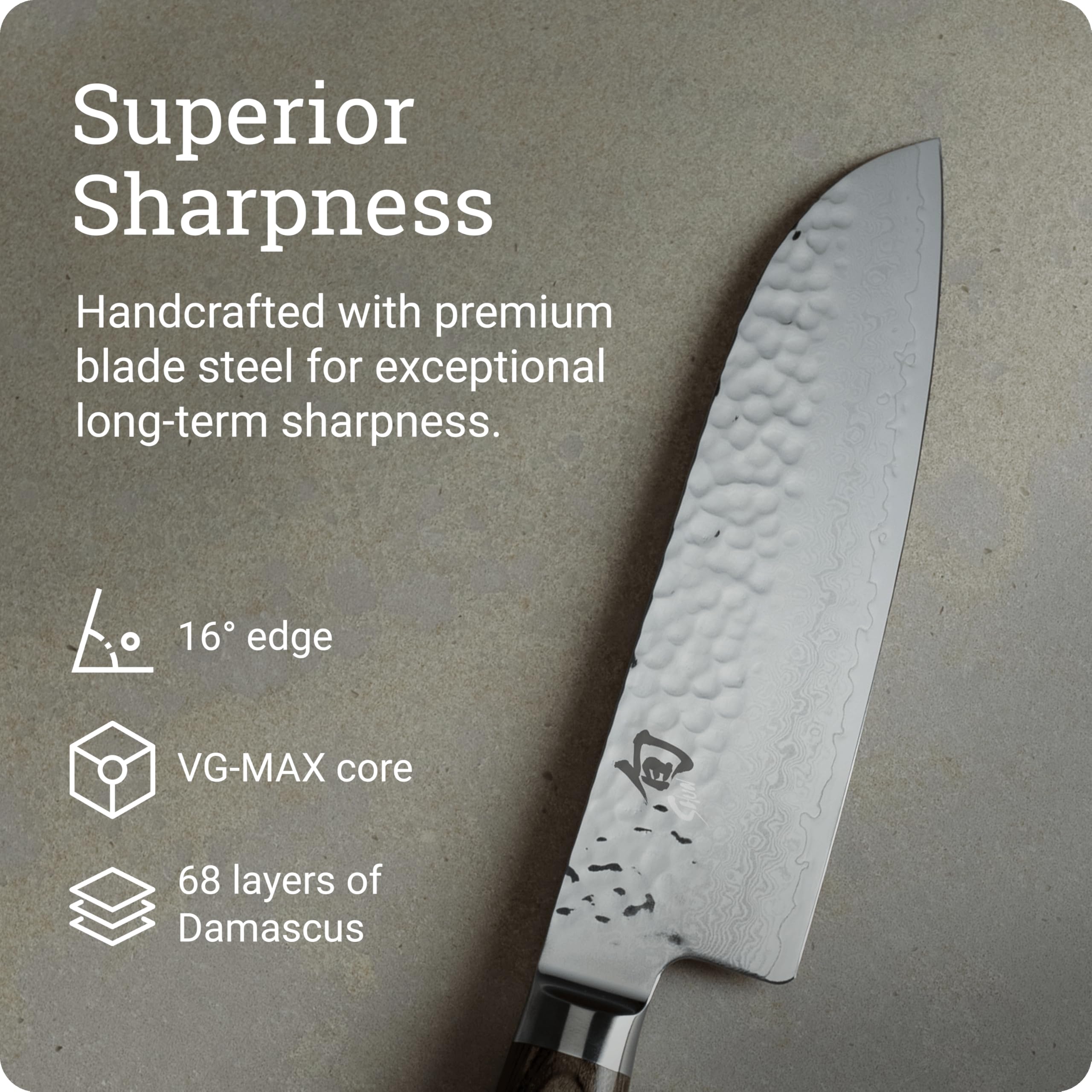 Shun Premier Santoku ideal para carnes y vegetales con precisión.