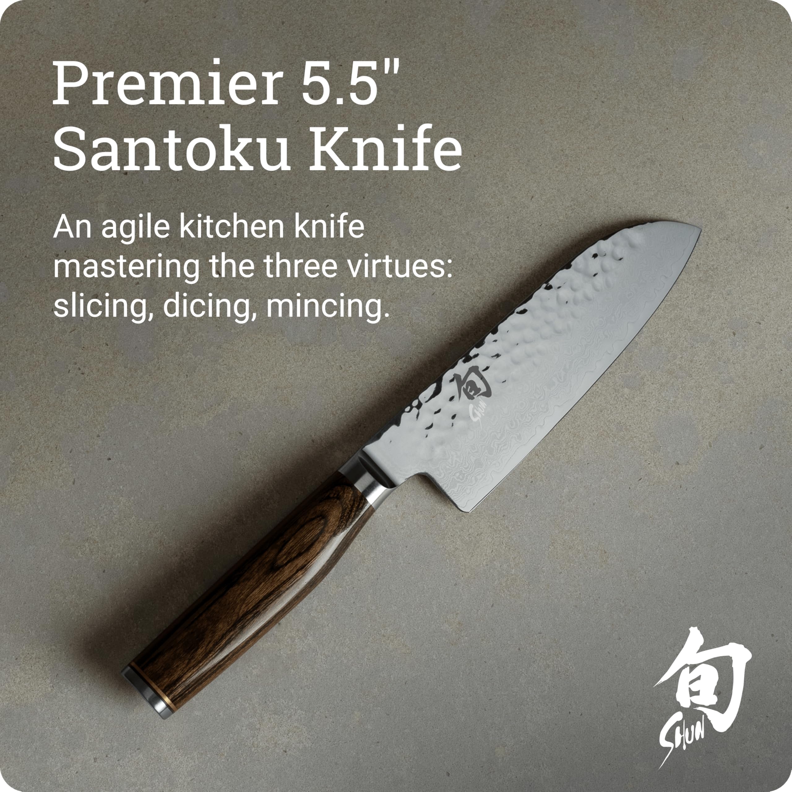 Shun Premier Santoku: filo hueco que evita pegarse al cortar