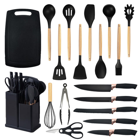 SHUNIKING juego de utensilios de cocina 19 piezas: protección antiadherente para ollas y sartenes
