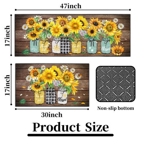 SHUNLCD alfombra cocina girasol 17x47, ideal para pasillos y zonas de paso.