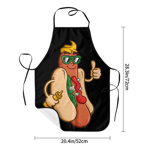 Delantal Shuwekk hot dog con diseño divertido y pulgar arriba para eventos.