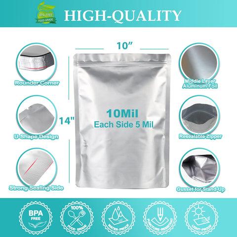 SHXWELL bolsas mylar espesor 10mil por lado protegen contra luz y aire.