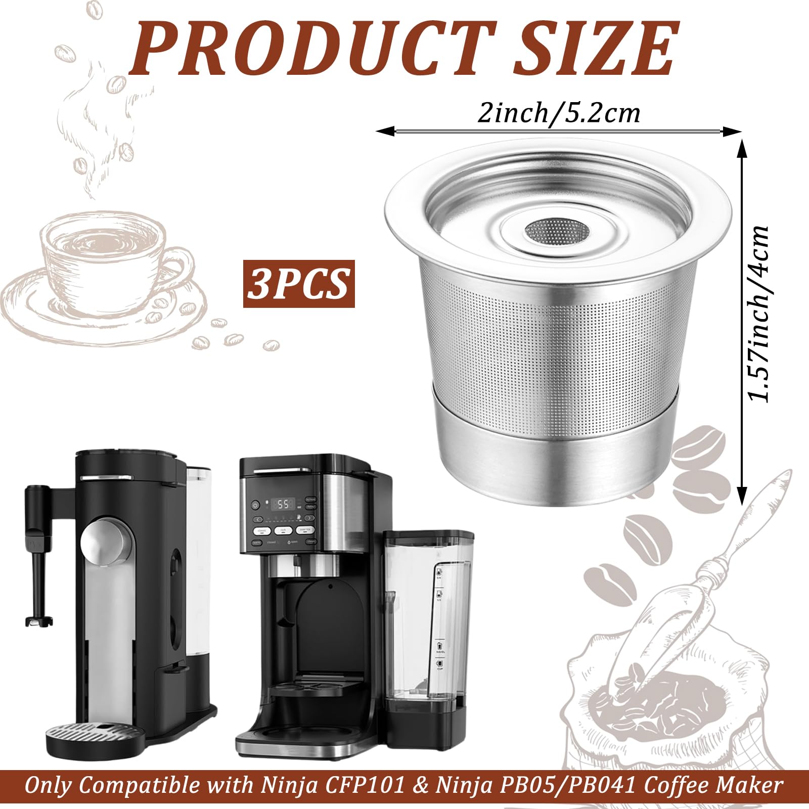 Sibosen filtro de acero inoxidable 304, duradero y ecológico para café