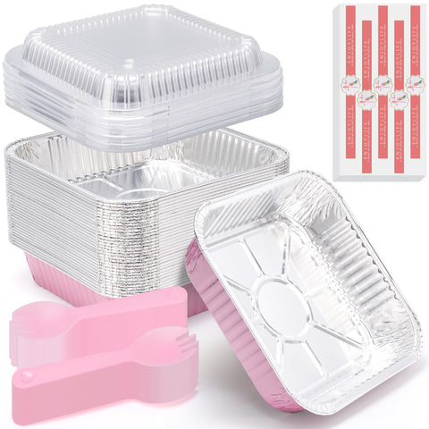 Sicliyh pan aluminio desechable 8x8 rosado para hornear y servir.
